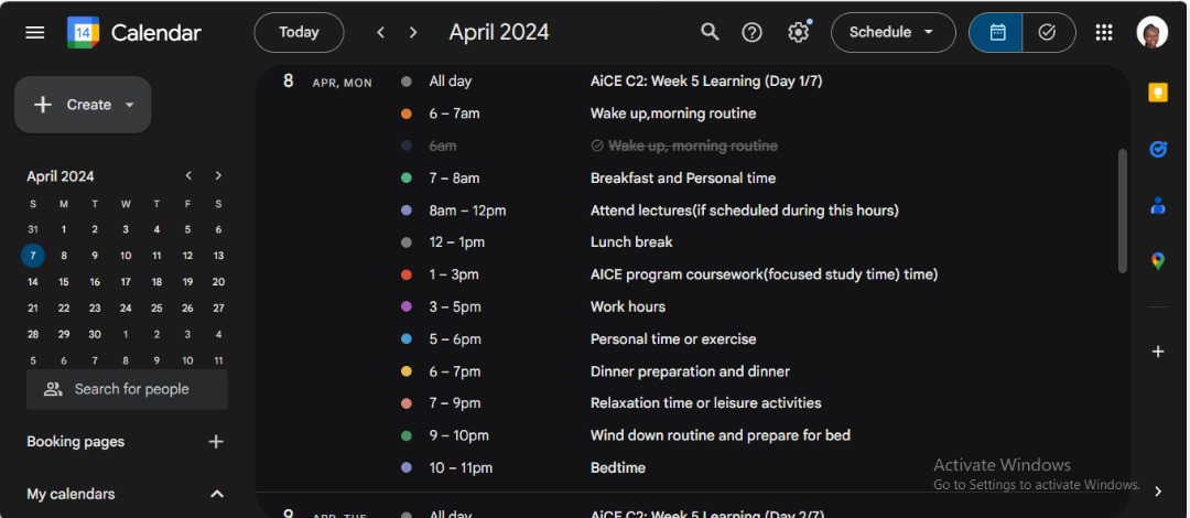 Executive calendar time-blocking